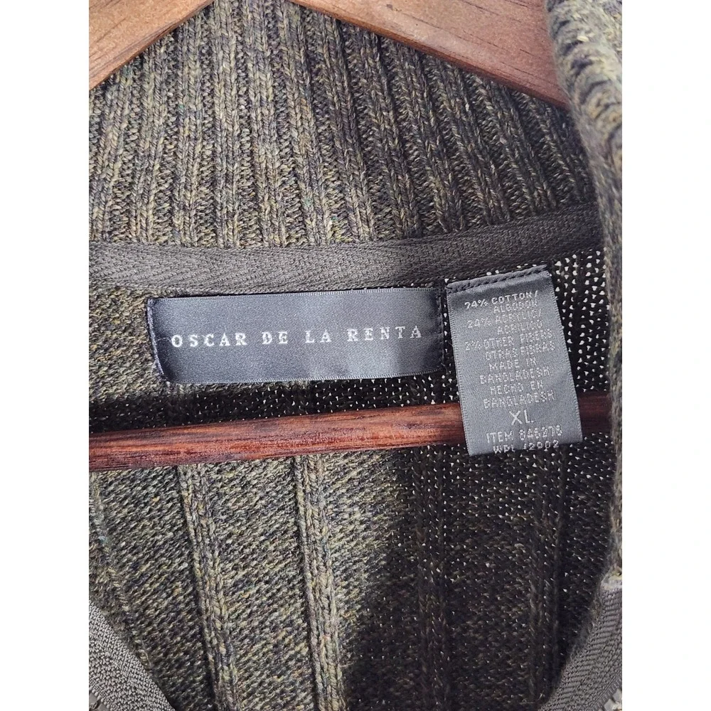 Oscar De La Renta Mens Quarter Zip Dark Gray‎ Knit Sweater Size XL